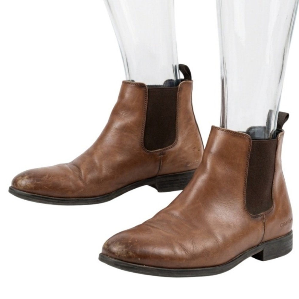 Calvin Klein Fenwick Chelsea Boot Mens Brown Leather Ankle Boot M091